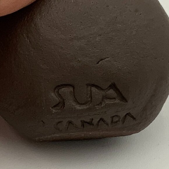 Signed RARE Vintage Marianne SUDA Brown Pottery Ceramic Owl Canada - Picture 2 of 7